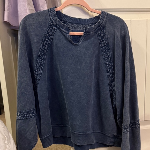 aerie Tops - Aerie Denim Blue Knit Sweatshirt